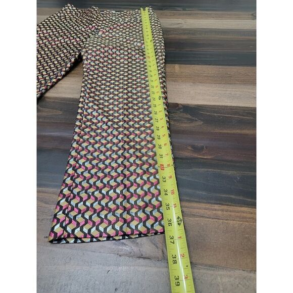 Anthropologie The Essential Slim Pants Metallic Geometric Print Colorful Size 6 - Picture 8 of 10